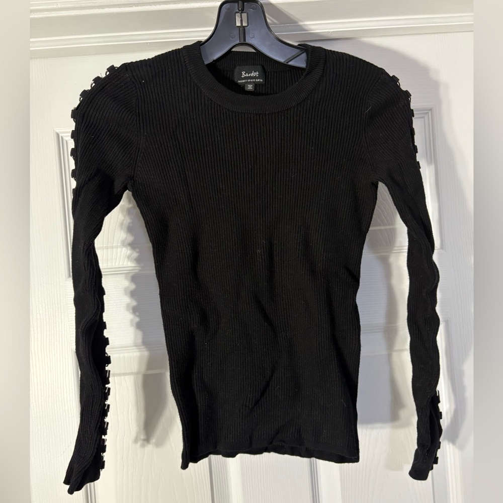 Bardot Black Textured Long Sleeve Top